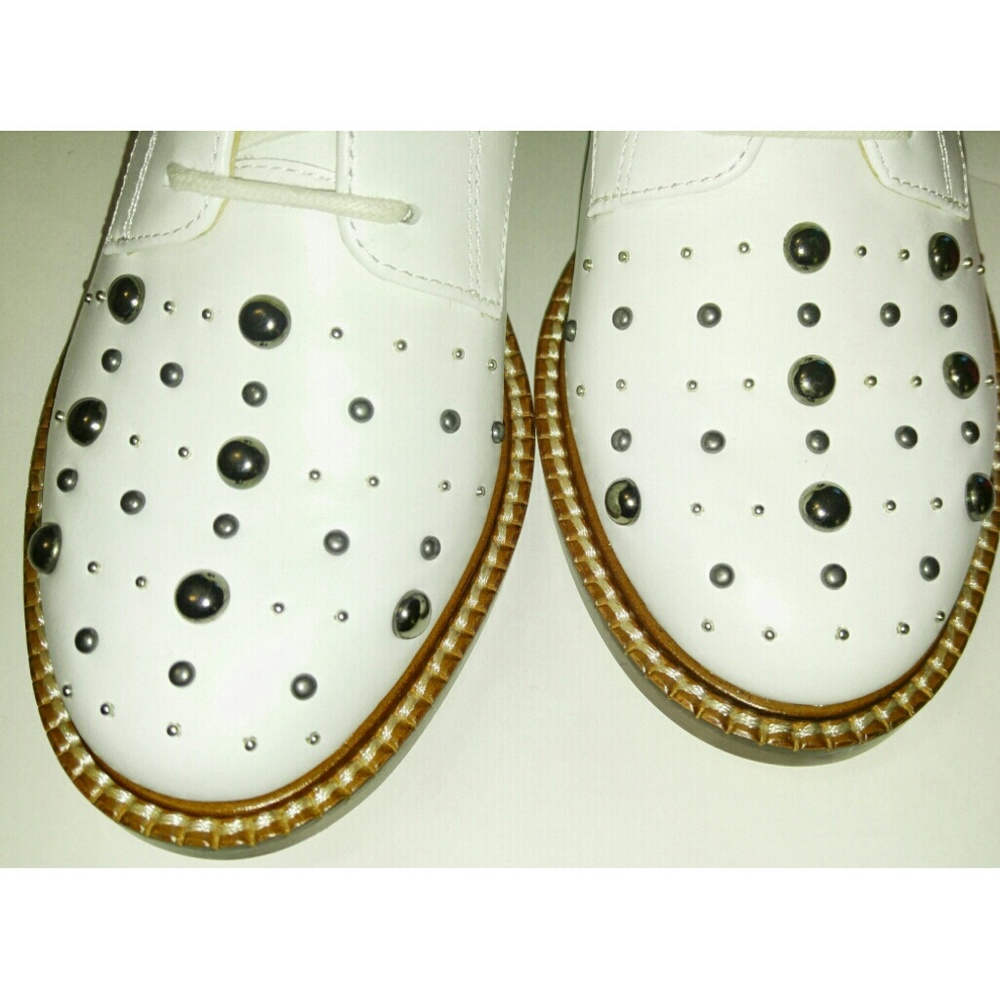 💎NIB Nine West White Leather Studded Oxfords - Picture 4 of 6